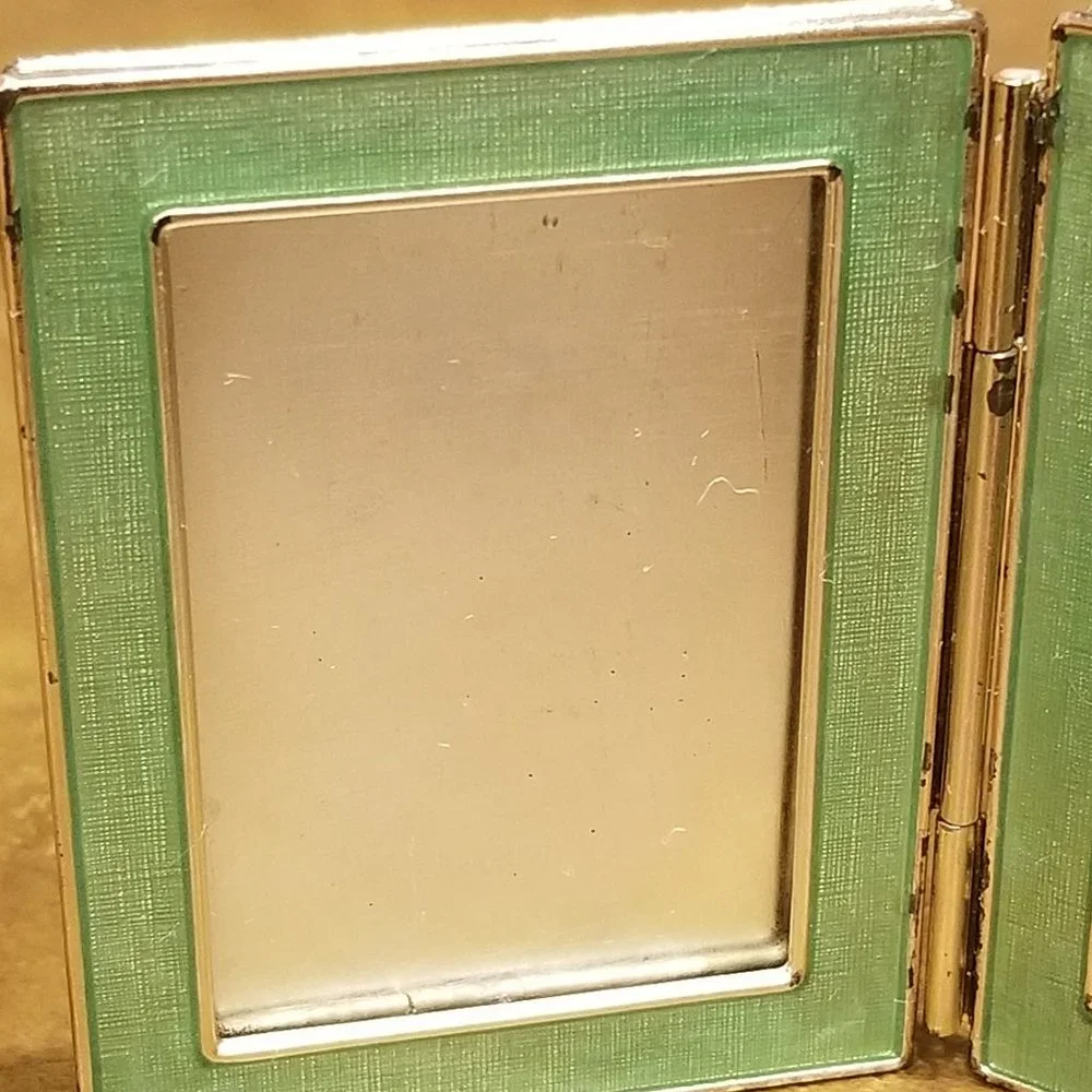 RARE JAY STRONGWATER BUBBLES GROTTO FOLDING CRYSTAL ENAMEL TRAVEL DOUBLE FRAME